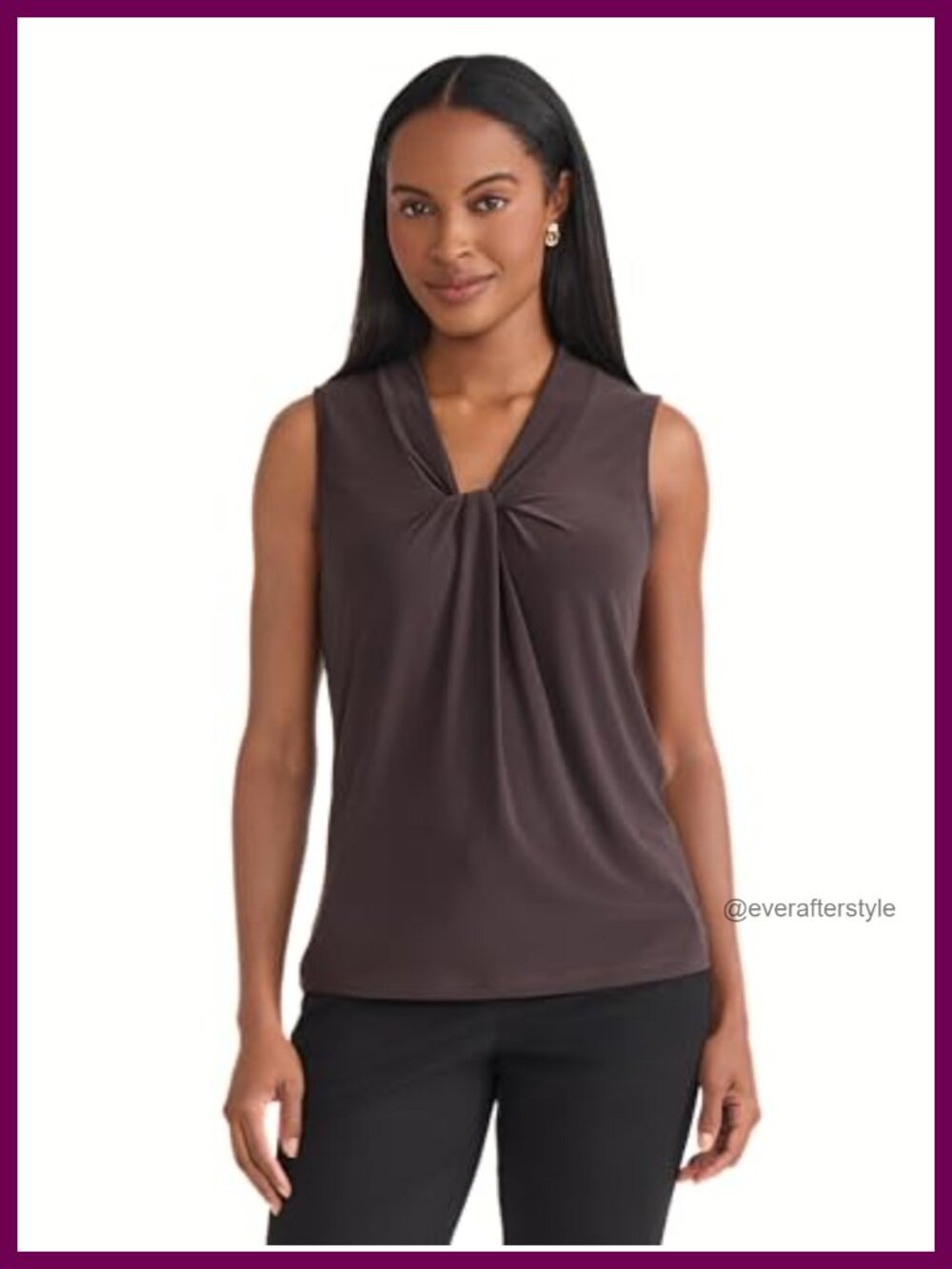 Sleeveless Knot Front V-Neck Tank Top Classic Fit